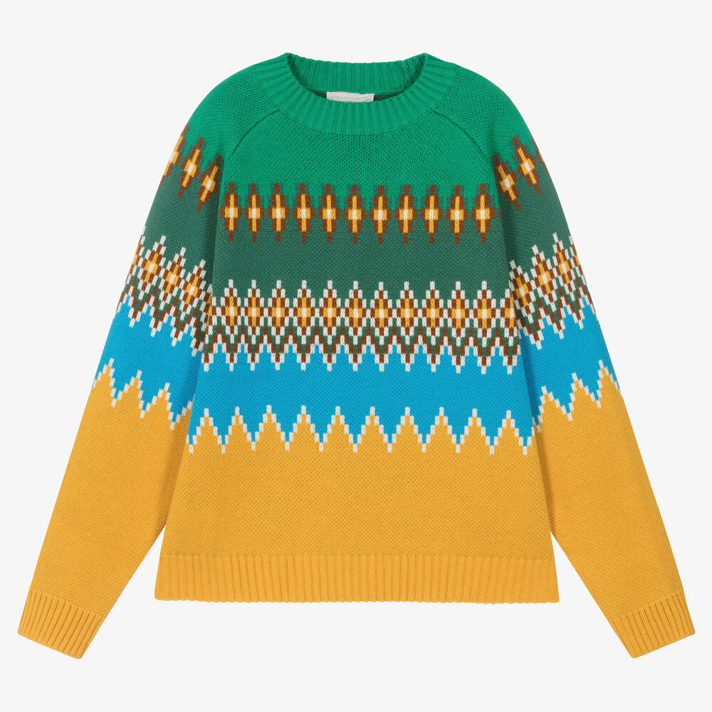 Stella McCartney Kids Teen Boys Cotton Wool Knit Sweater Childrensalon Outlet