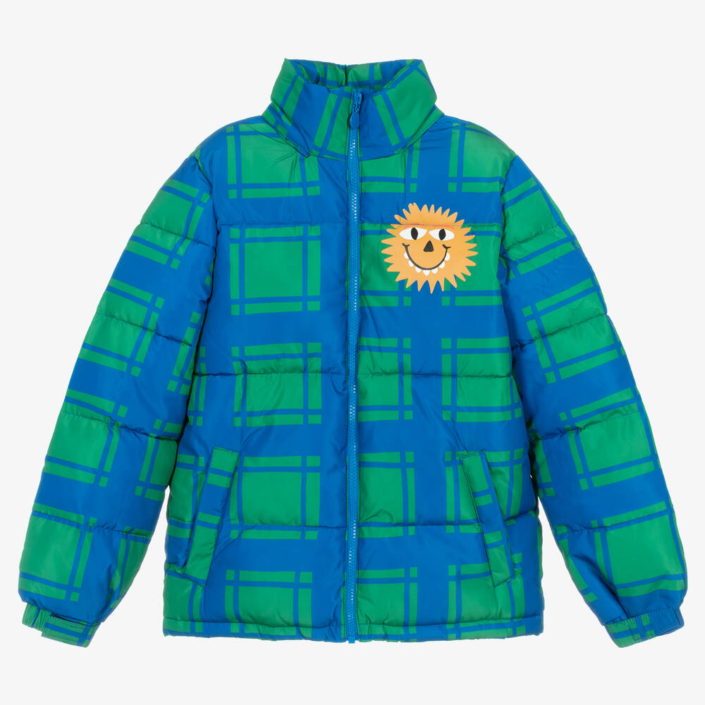 Stella McCartney Kids - Teen Boys Green & Blue Check Puffer Jacket | Childrensalon