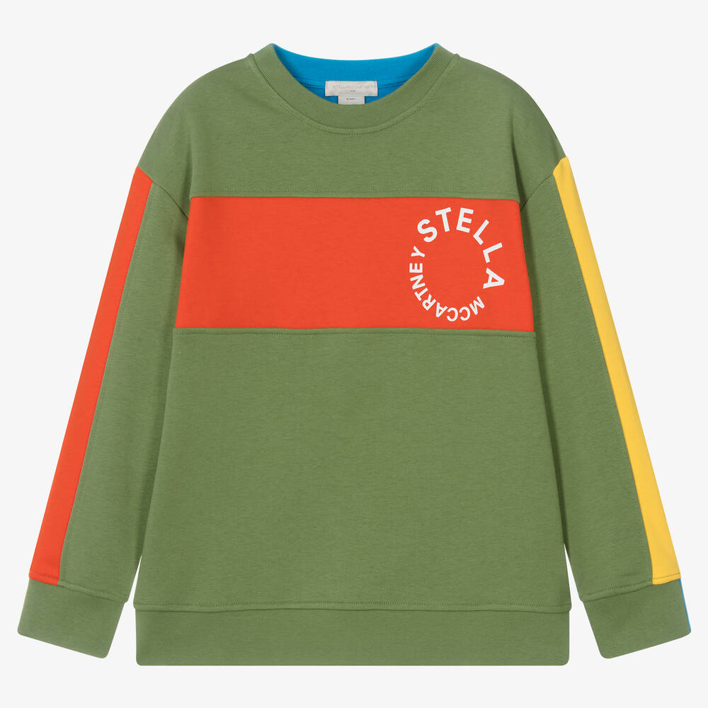 Stella McCartney Kids - Sweat-shirt vert et bleu en coton | Childrensalon