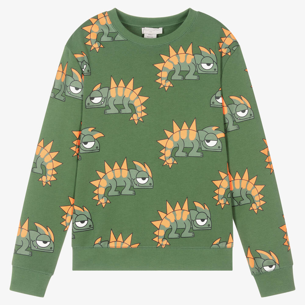 Stella McCartney Kids - Teen Boys Green Cotton Gecko Sweatshirt | Childrensalon