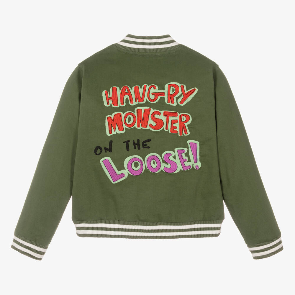 Stella McCartney Kids-Teen Boys Green Cotton Zip-Up Bomber Jacket | Childrensalon Outlet