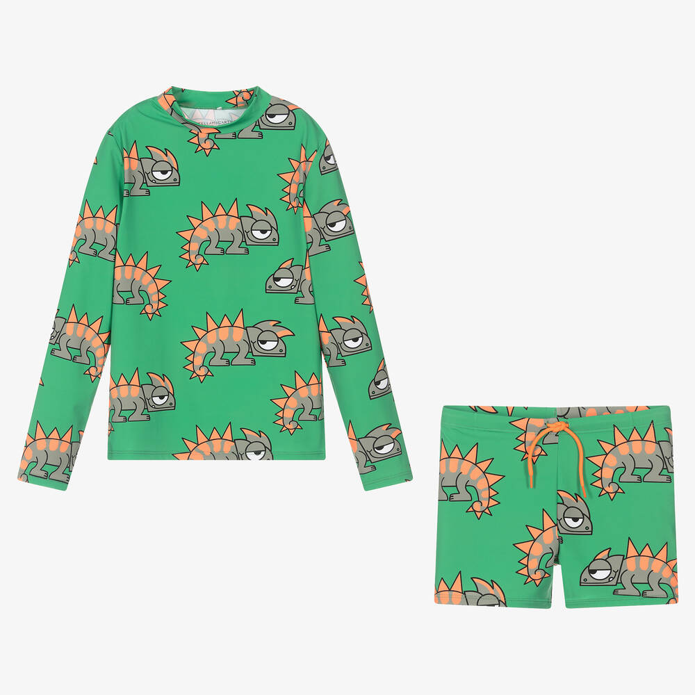 Stella McCartney Kids - Teen Boys Green Gecko Swim Set | Childrensalon