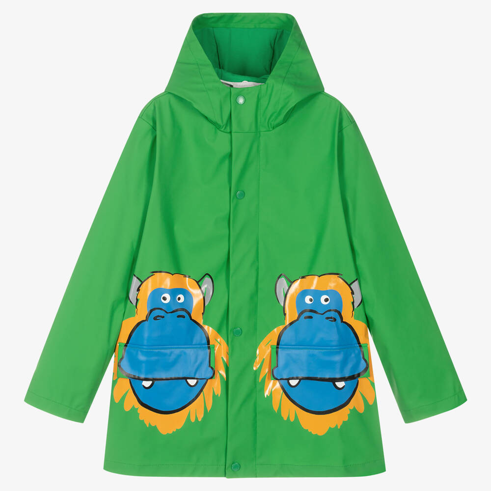 Stella McCartney Kids - Teen Boys Green Monkey Print Raincoat | Childrensalon