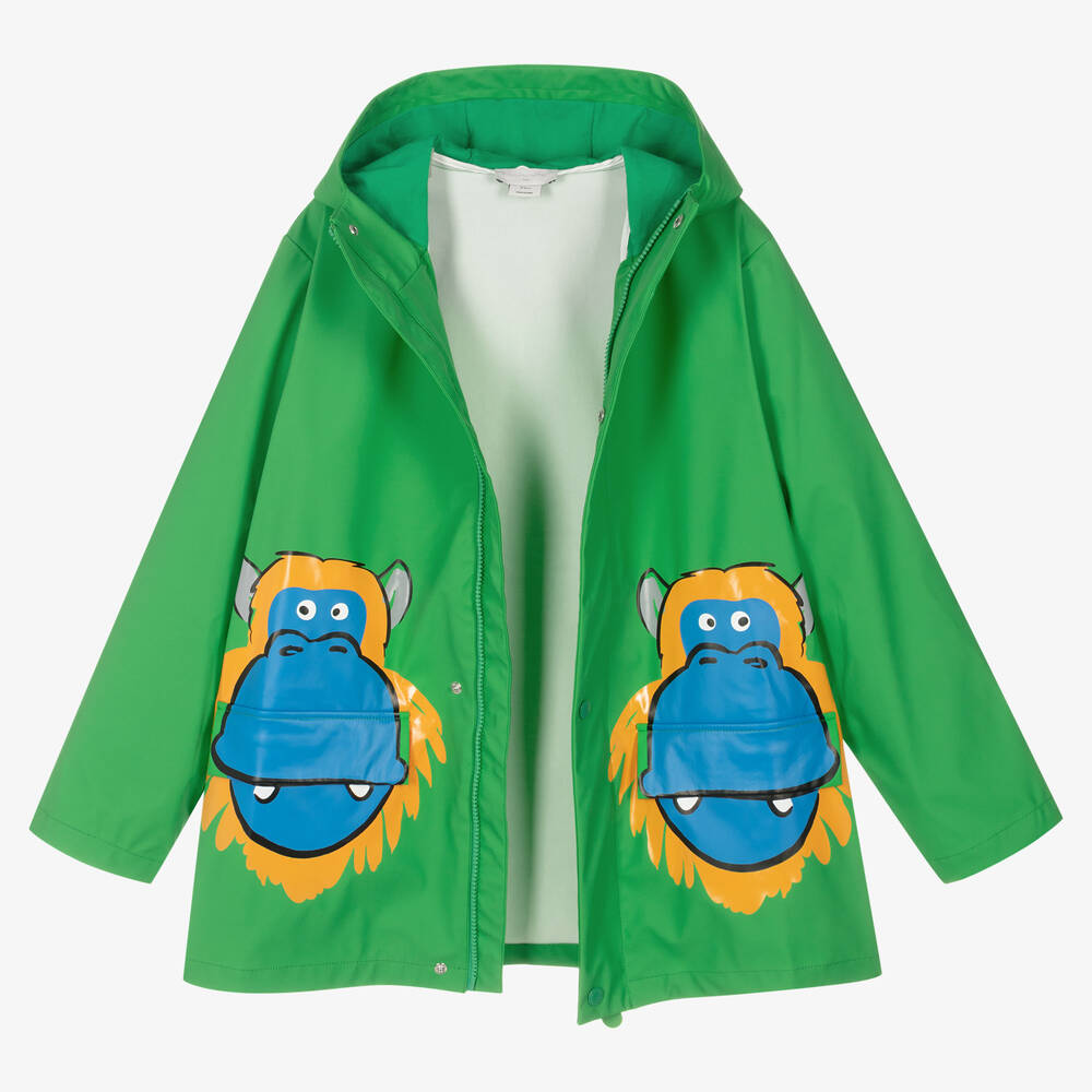 Stella McCartney Kids-Teen Boys Green Monkey Print Raincoat | Childrensalon Outlet