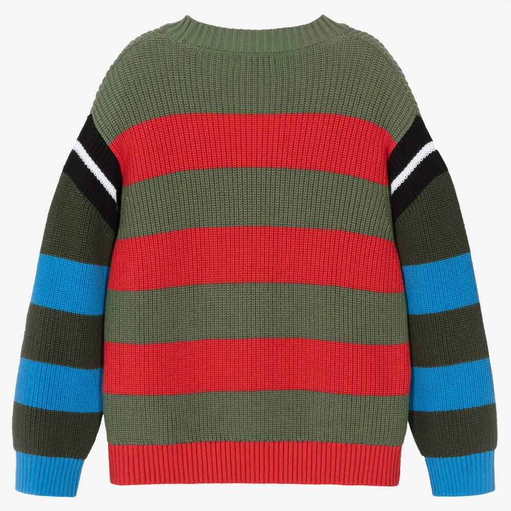 Stella McCartney Kids-Свитер из хлопка и шерсти в разноцветную полоску | Childrensalon Outlet