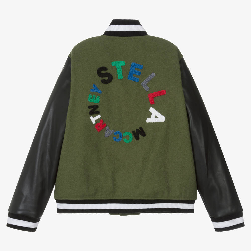 Stella McCartney Kids-Teen Boys Green Wool Varsity Jacket | Childrensalon Outlet
