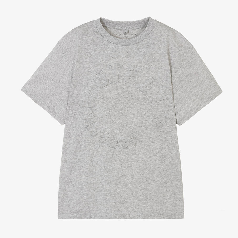 Stella McCartney Kids - Серая хлопковая футболка с тиснением | Childrensalon