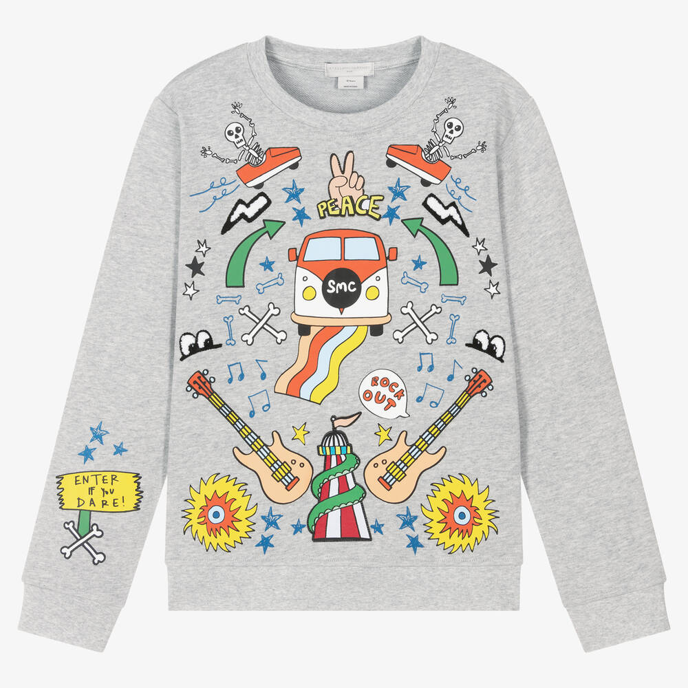 Stella McCartney Kids - Teen Boys Grey Funfair Print Sweatshirt | Childrensalon