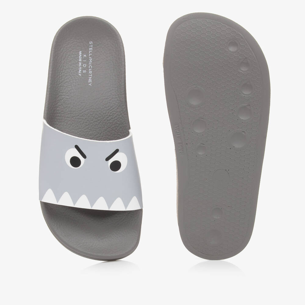 Stella McCartney Kids-Teen Boys Grey Shark Sliders | Childrensalon Outlet