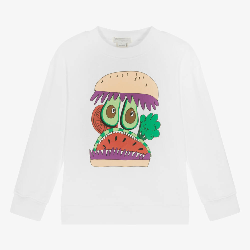 Stella McCartney Kids-Кремовый хлопковый свитшот с гамбургером для мальчиков-подростков | Childrensalon Outlet