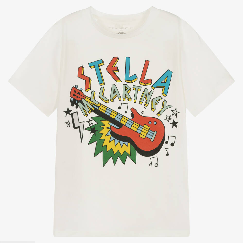 Stella McCartney Kids - Teen Boys Ivory Cotton Logo T-Shirt | Childrensalon