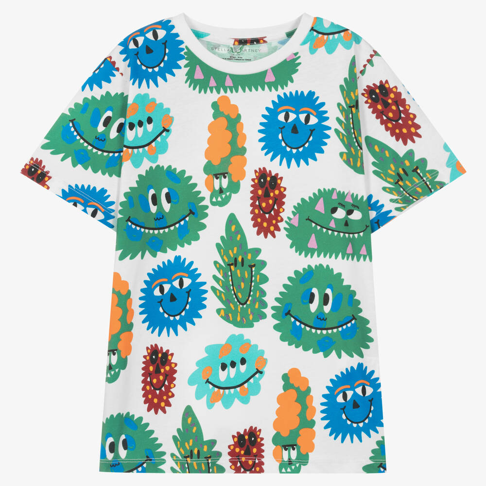 Stella McCartney Kids - Кремовая хлопковая футболка с монстрами | Childrensalon