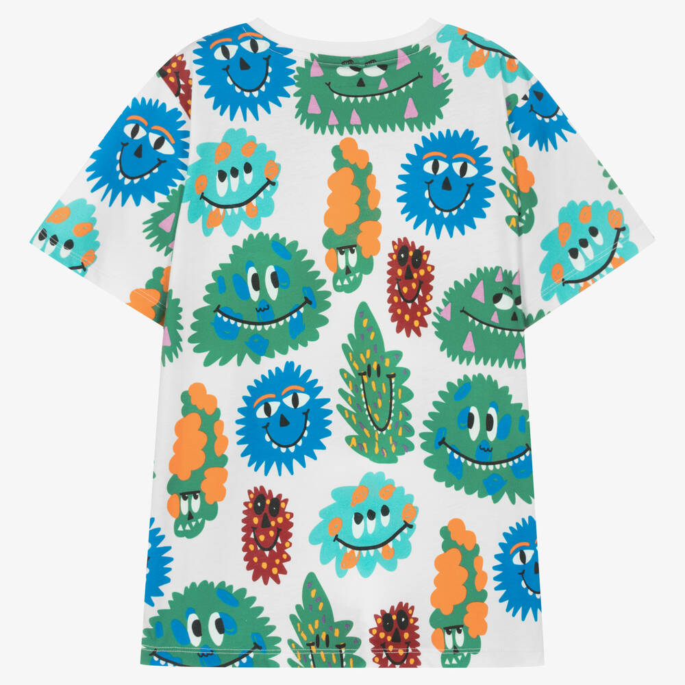 Stella McCartney Kids-Кремовая хлопковая футболка с монстрами | Childrensalon Outlet