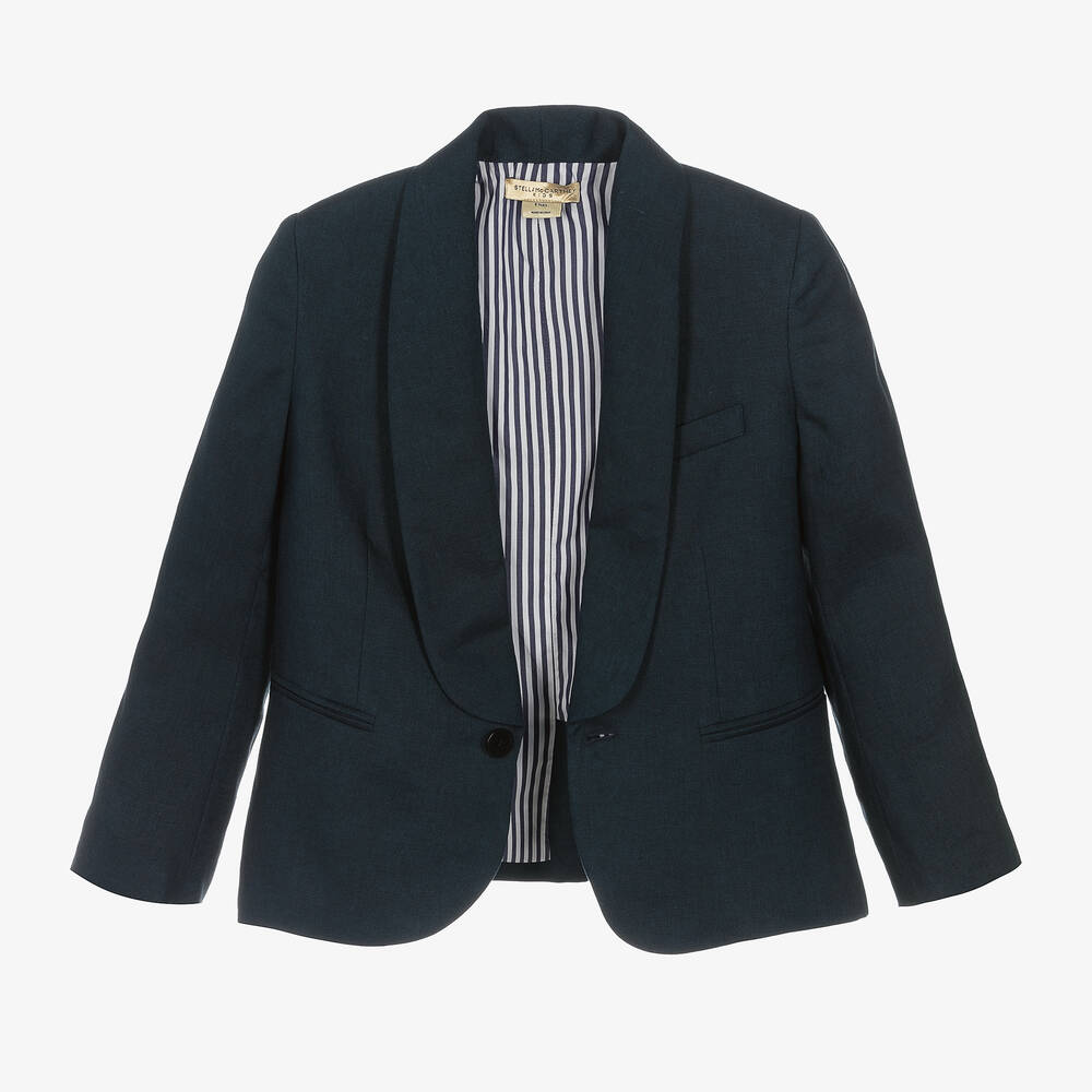 Stella McCartney Kids-Teen Boys Navy Blue Linen Blazer | Childrensalon Outlet