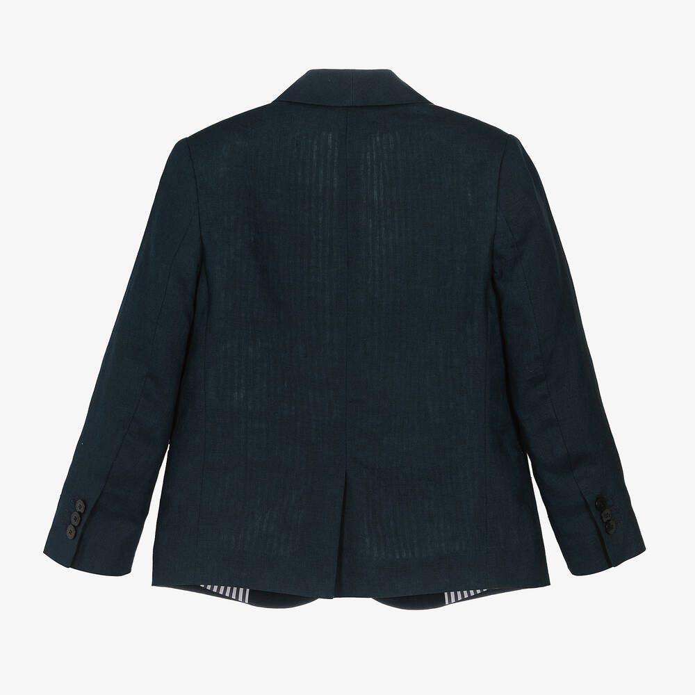Stella McCartney Kids Teen Boys Navy Blue Linen Blazer