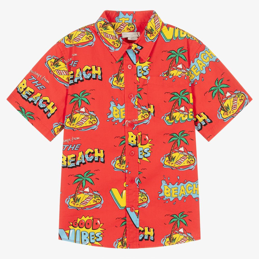 Stella McCartney Kids-Красная хлопковая рубашка для подростков | Childrensalon Outlet