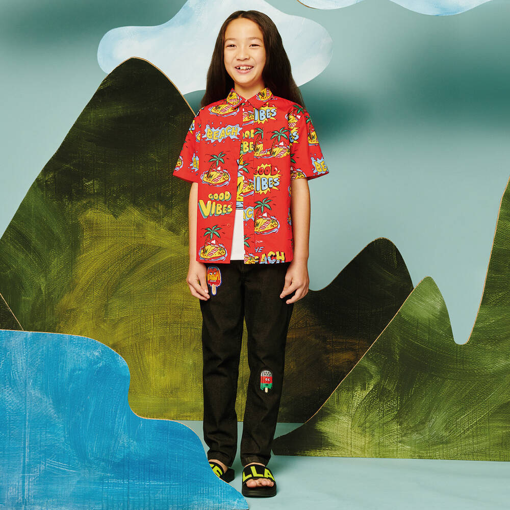 Stella McCartney Kids-Красная хлопковая рубашка для подростков | Childrensalon Outlet