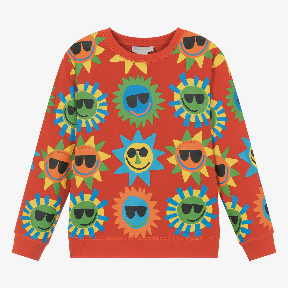 Stella McCartney Kids-سويتشيرت قطن عضوي لون أحمر للمراهقين | Childrensalon Outlet