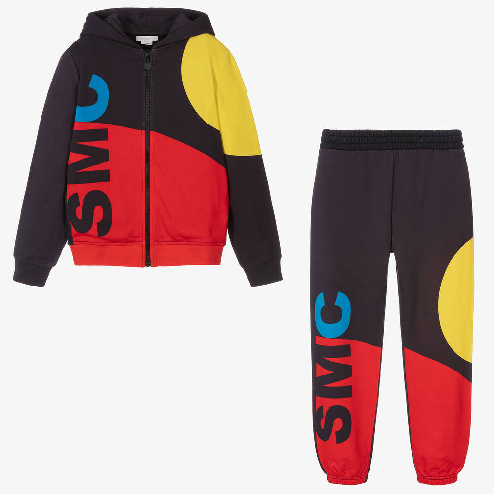Stella McCartney Kids-تراكسوت تينز ولادي قطن عضوي لون أسود | Childrensalon Outlet