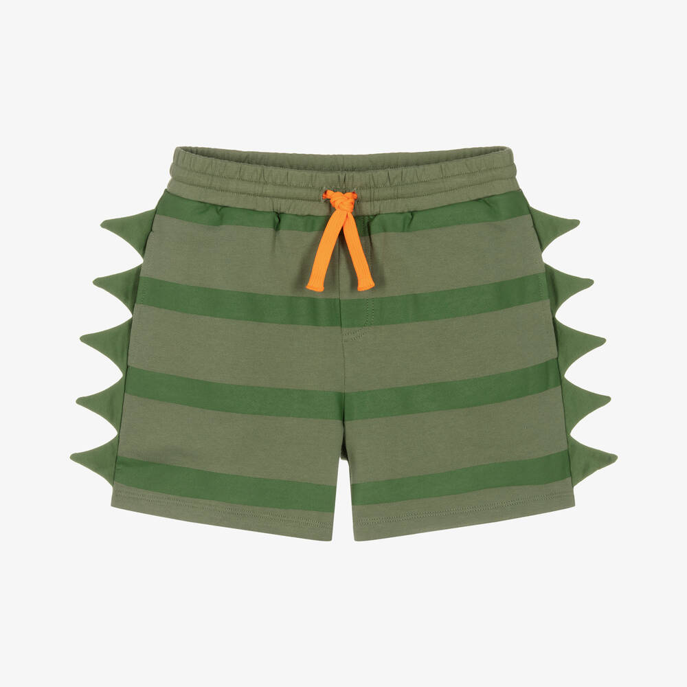 Stella McCartney Kids - Teen Boys Striped Green Cotton Shorts | Childrensalon