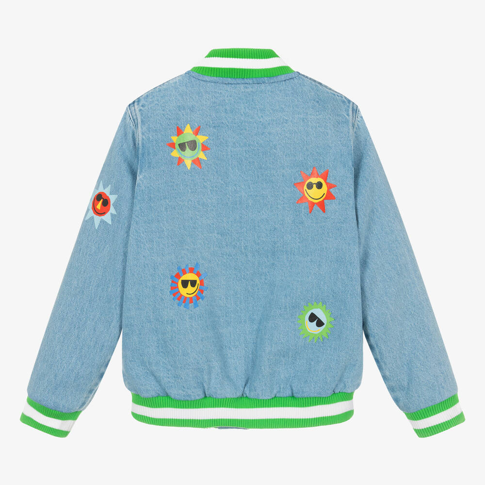 Stella McCartney Kids Teen Boys Sun Print Denim Bomber Jacket
