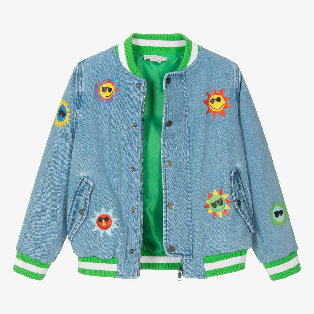 Stella McCartney Kids-Teen Boys Sun Print Denim Bomber Jacket | Childrensalon Outlet