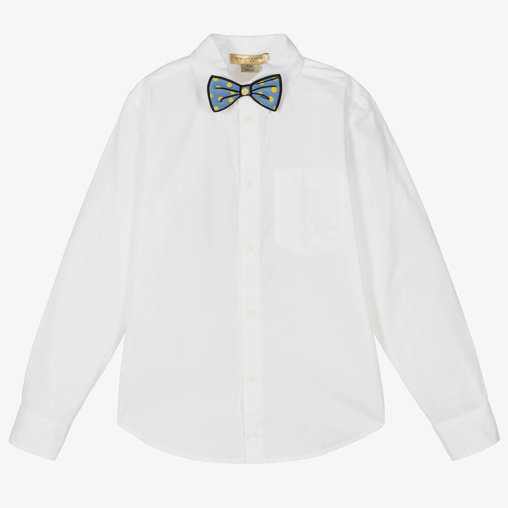 Stella McCartney Kids - Teen Boys White Cotton Bow Tie Shirt | Childrensalon