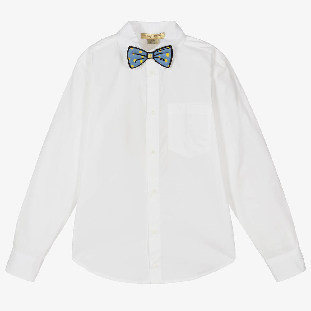 Stella McCartney Kids-Teen Boys White Cotton Bow Tie Shirt | Childrensalon Outlet