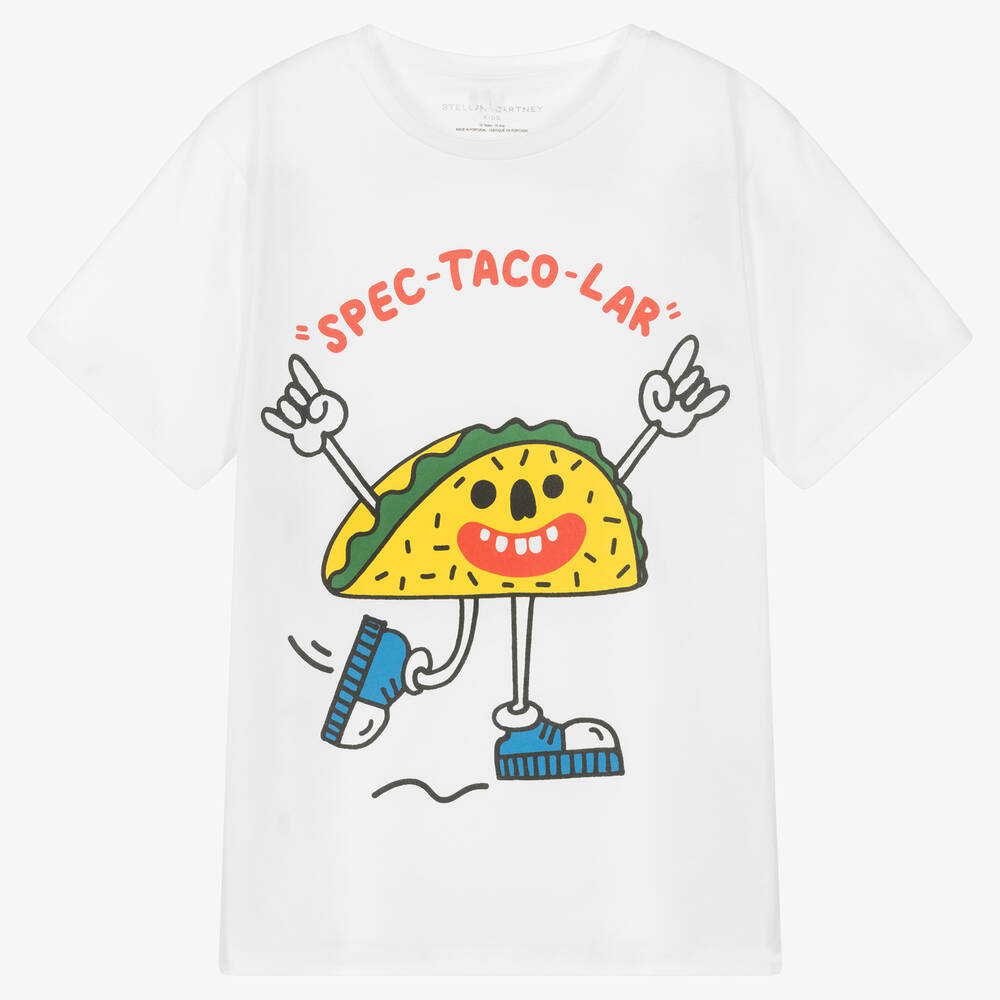 Stella McCartney Kids - T-shirt blanc en coton humoristique | Childrensalon