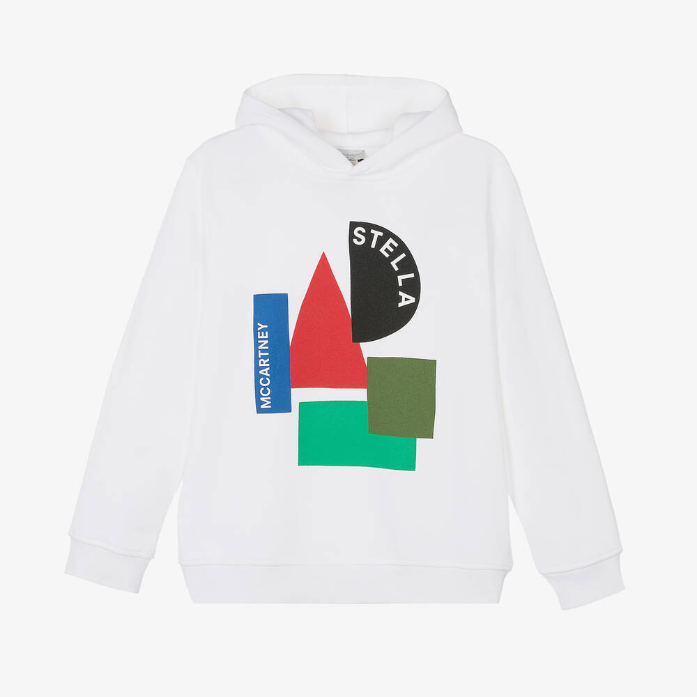 Stella McCartney Kids - Teen Boys White Cotton Geometric Hoodie | Childrensalon