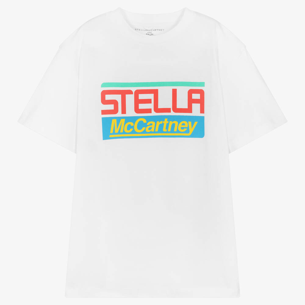 Stella McCartney Kids - Teen Boys White Cotton Logo T-Shirt | Childrensalon