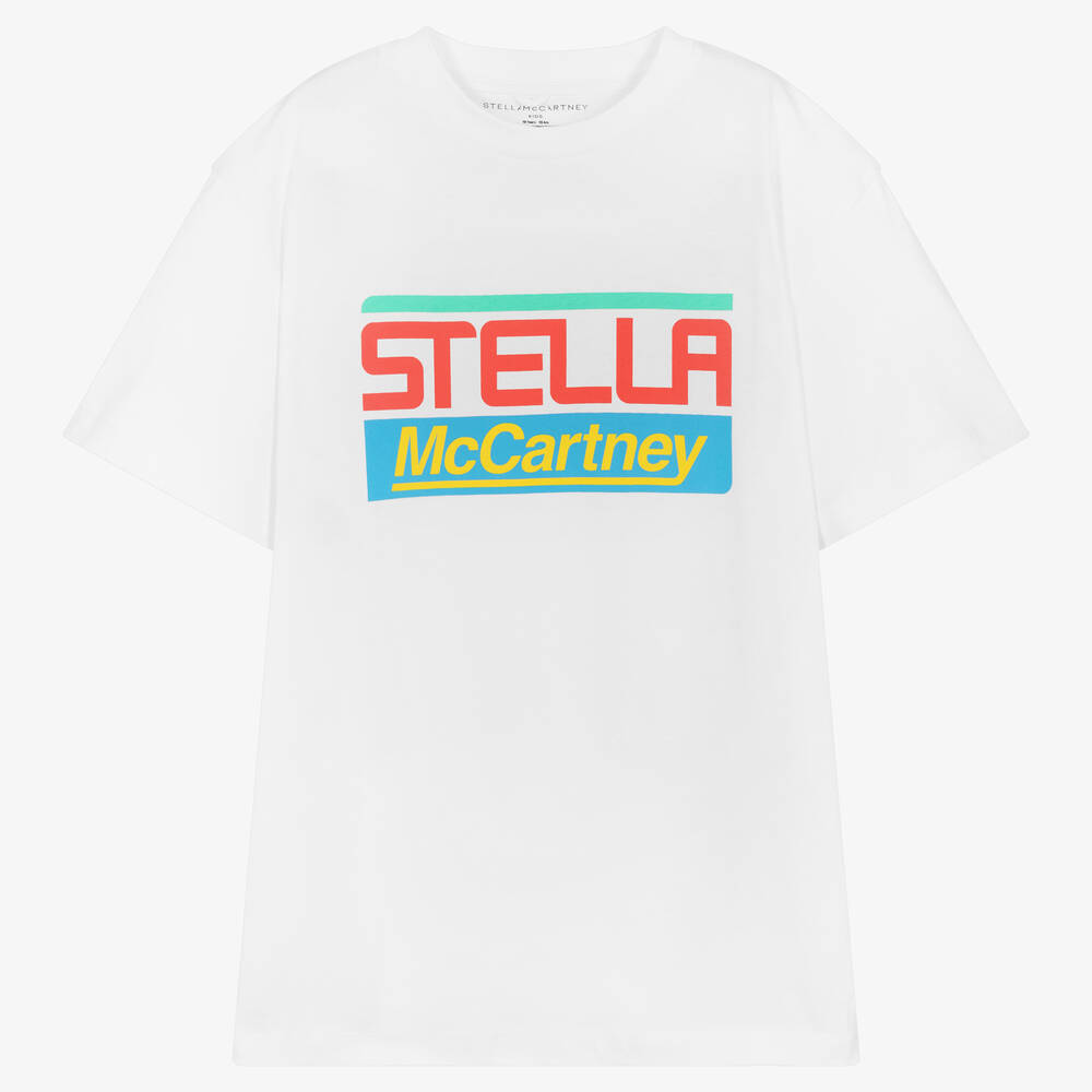 Stella McCartney Kids-Teen Boys White Cotton Logo T-Shirt | Childrensalon Outlet