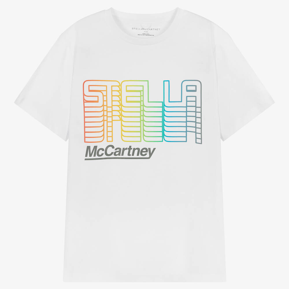 Stella McCartney Kids - Teen Boys White Cotton Logo T-Shirt | Childrensalon