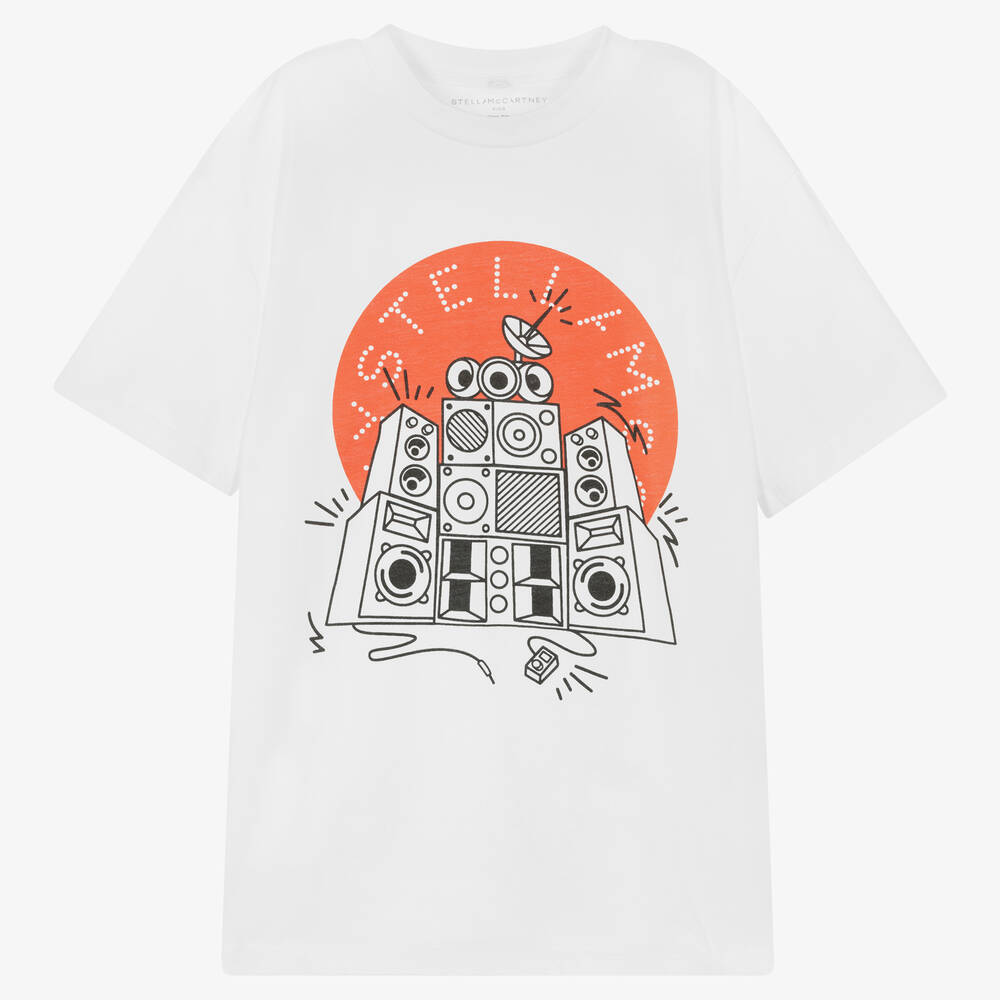 Stella McCartney Kids - Weißes Teen Lautsprecher-T-Shirt | Childrensalon