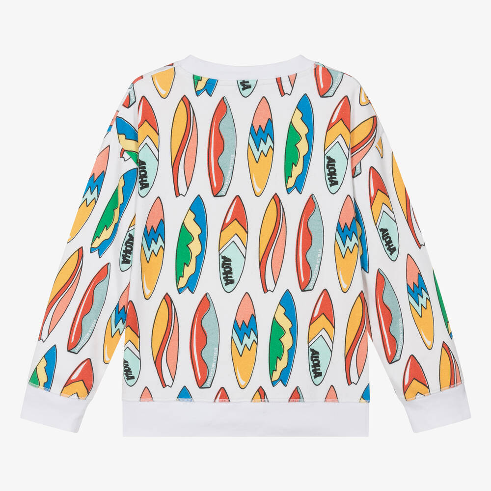 Stella McCartney Kids-Teen Boys White Cotton Surfboard Sweatshirt | Childrensalon Outlet