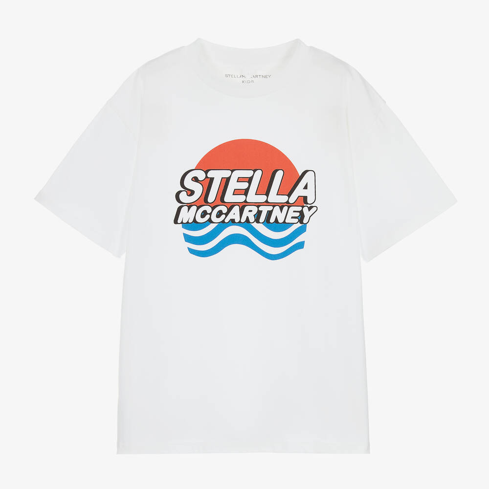 Stella McCartney Kids-Белая хлопковая футболка для мальчиков-подростков | Childrensalon Outlet