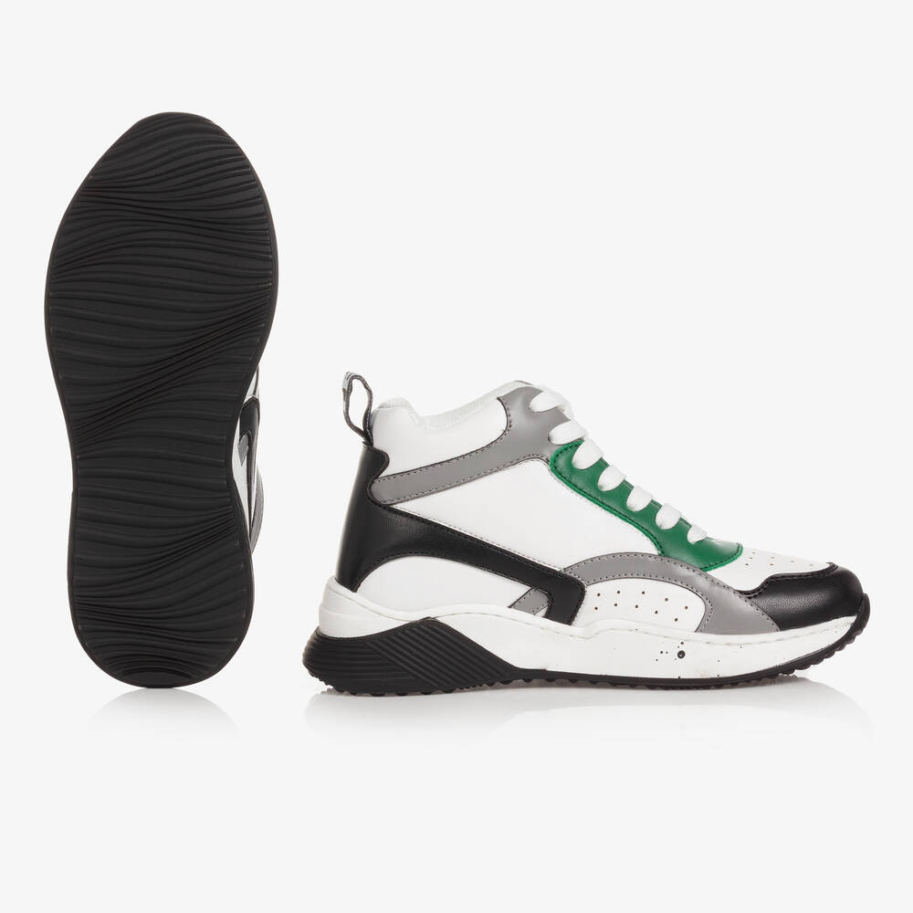 Stella McCartney Kids Teen Boys White Green High Top Trainers