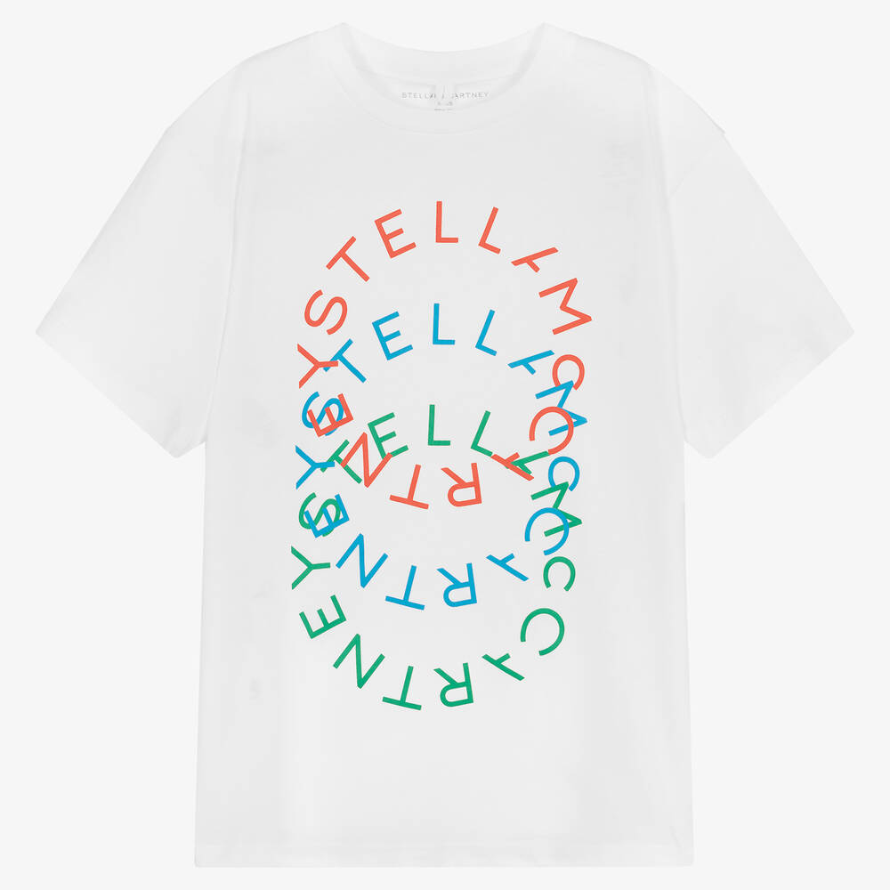 Stella McCartney Kids - Teen Boys White Organic Cotton Logo T-Shirt | Childrensalon