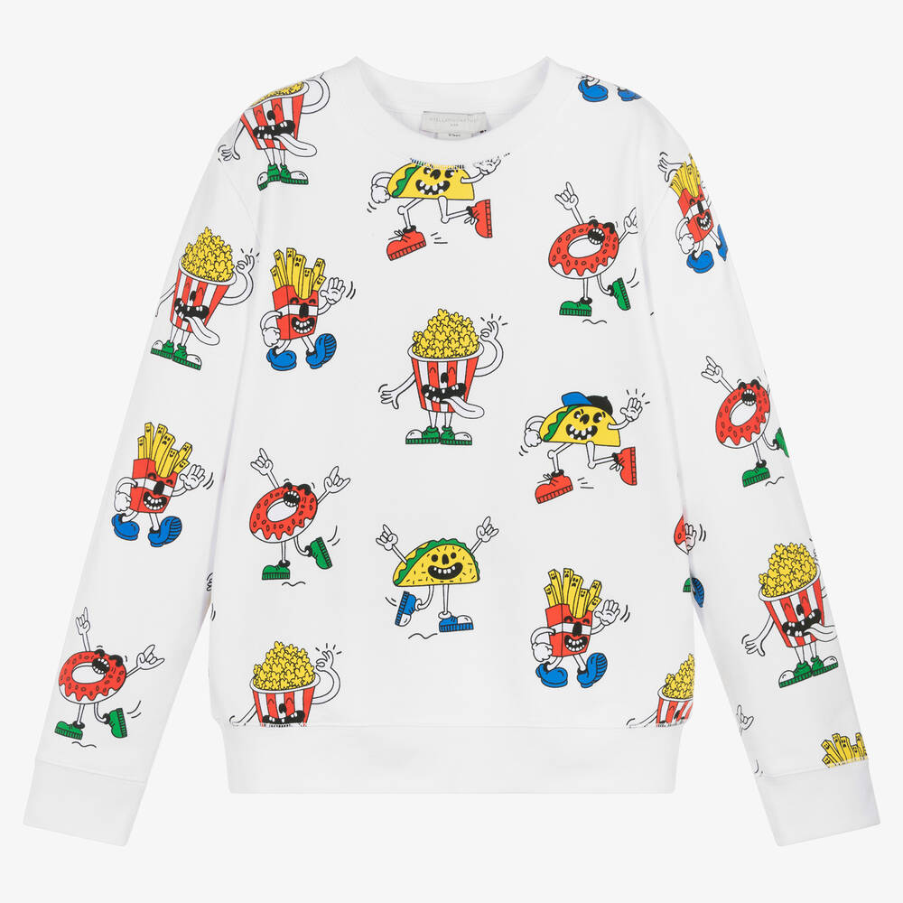 Stella McCartney Kids-سويتشيرت تينز ولادي قطن عضوي لون أبيض | Childrensalon Outlet