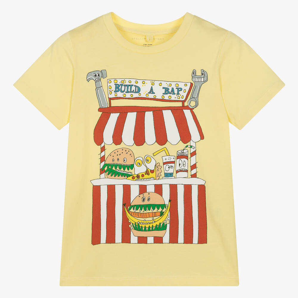 Stella McCartney Kids-Teen Boys Yellow Cotton Burger Stand T-Shirt | Childrensalon Outlet