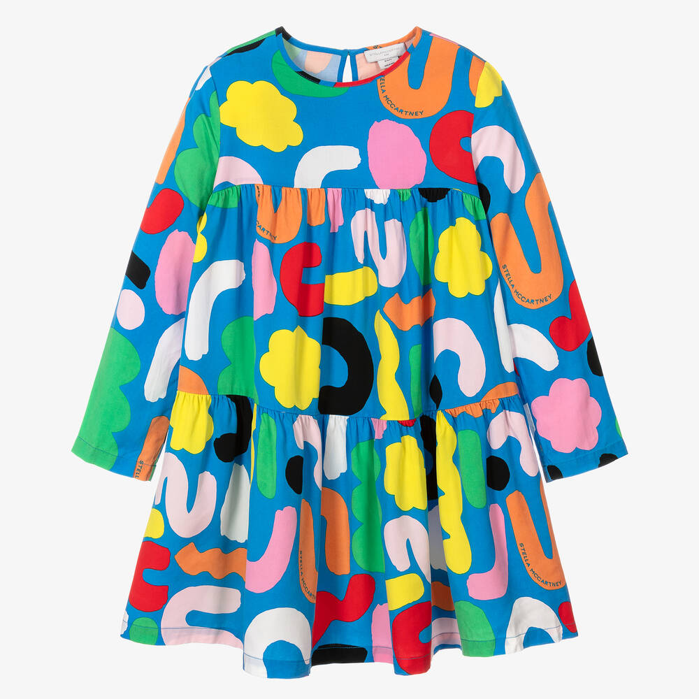 Stella McCartney Kids - فستان تينز بناتي تانسيل تويل لون أزرق | Childrensalon