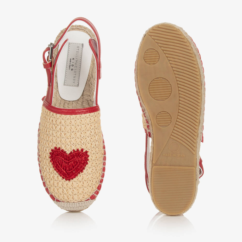 Stella McCartney Kids-Teen Girls Beige Rafia Heart Espadrilles | Childrensalon Outlet
