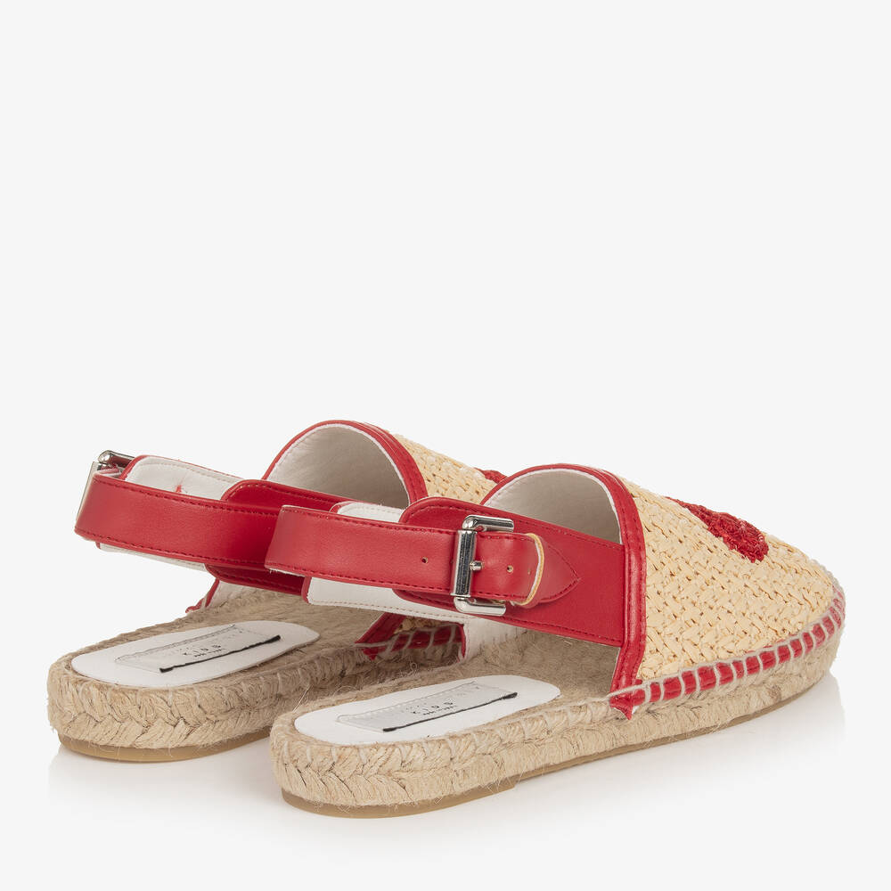 Stella McCartney Kids-Teen Girls Beige Rafia Heart Espadrilles | Childrensalon Outlet