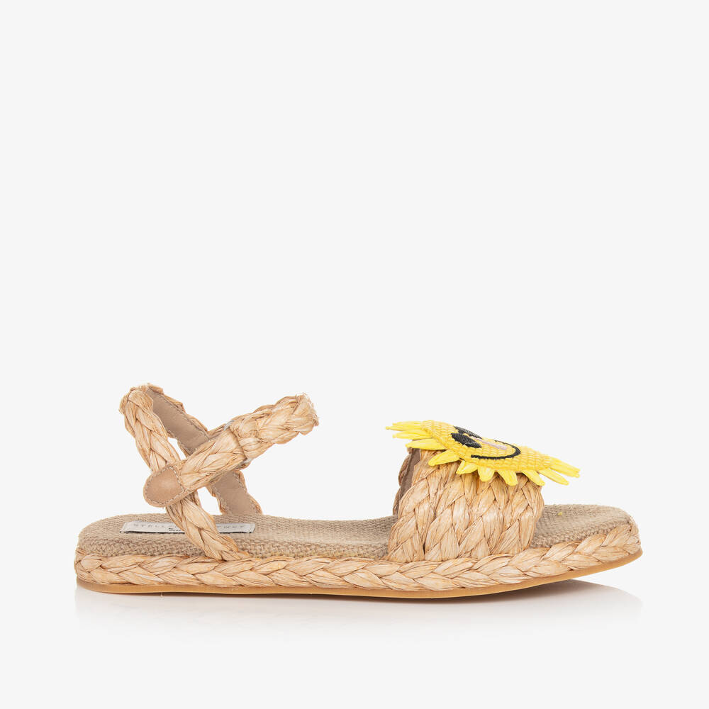 Stella McCartney Kids-Бежевые соломенные сандалии для девочек-подростков | Childrensalon Outlet