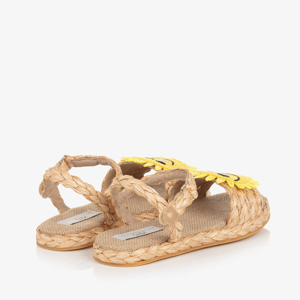 Stella McCartney Kids-Бежевые соломенные сандалии для девочек-подростков | Childrensalon Outlet