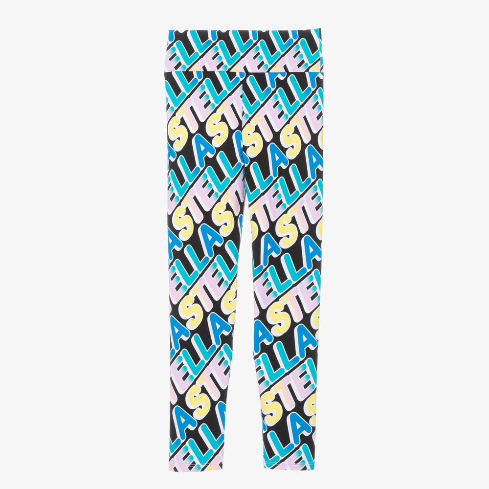 Stella McCartney Kids-Teen Girls Black & Blue Sports Leggings | Childrensalon Outlet