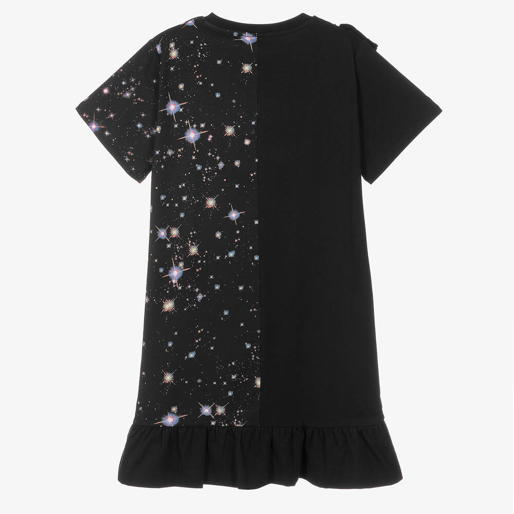 Stella McCartney Kids-Черное платье с космическим принтом | Childrensalon Outlet