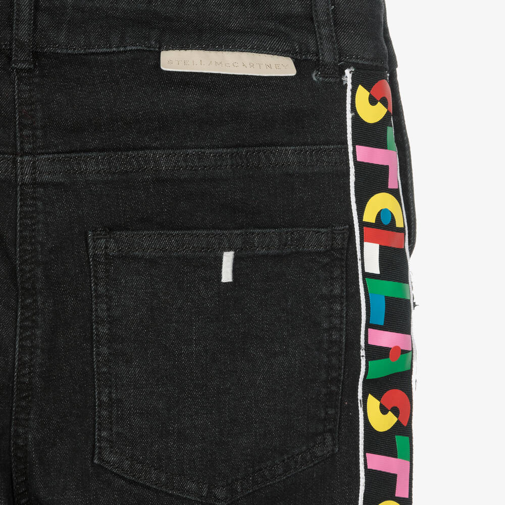 Stella McCartney Kids Teen Girls Black Denim Dungarees