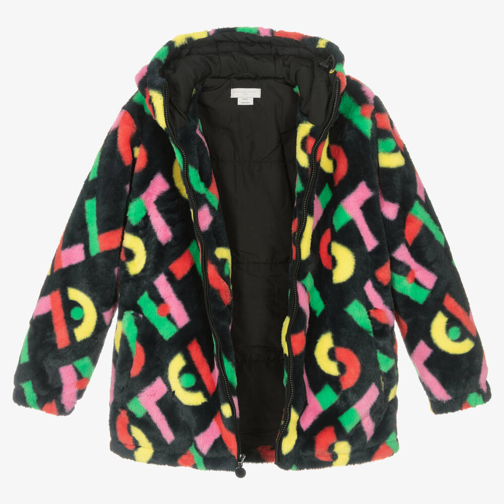 Stella McCartney Kids-Черная шуба из искусственного меха для девочек-подростков | Childrensalon Outlet