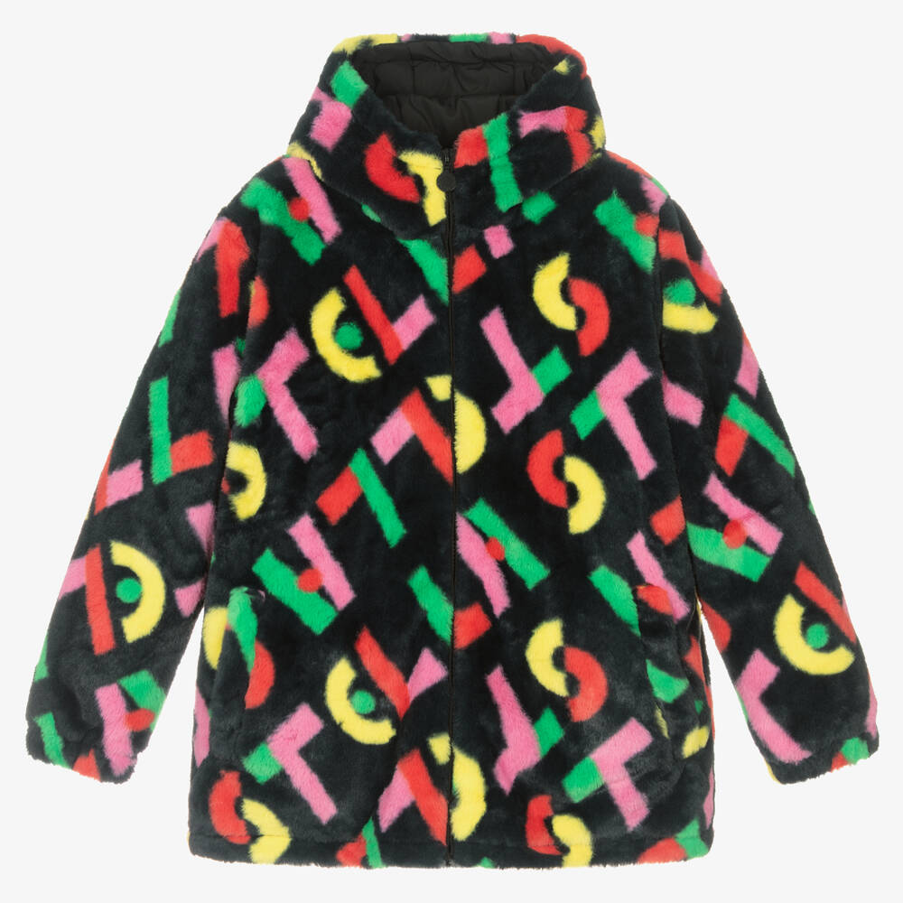 Stella McCartney Kids-Черная шуба из искусственного меха для девочек-подростков | Childrensalon Outlet